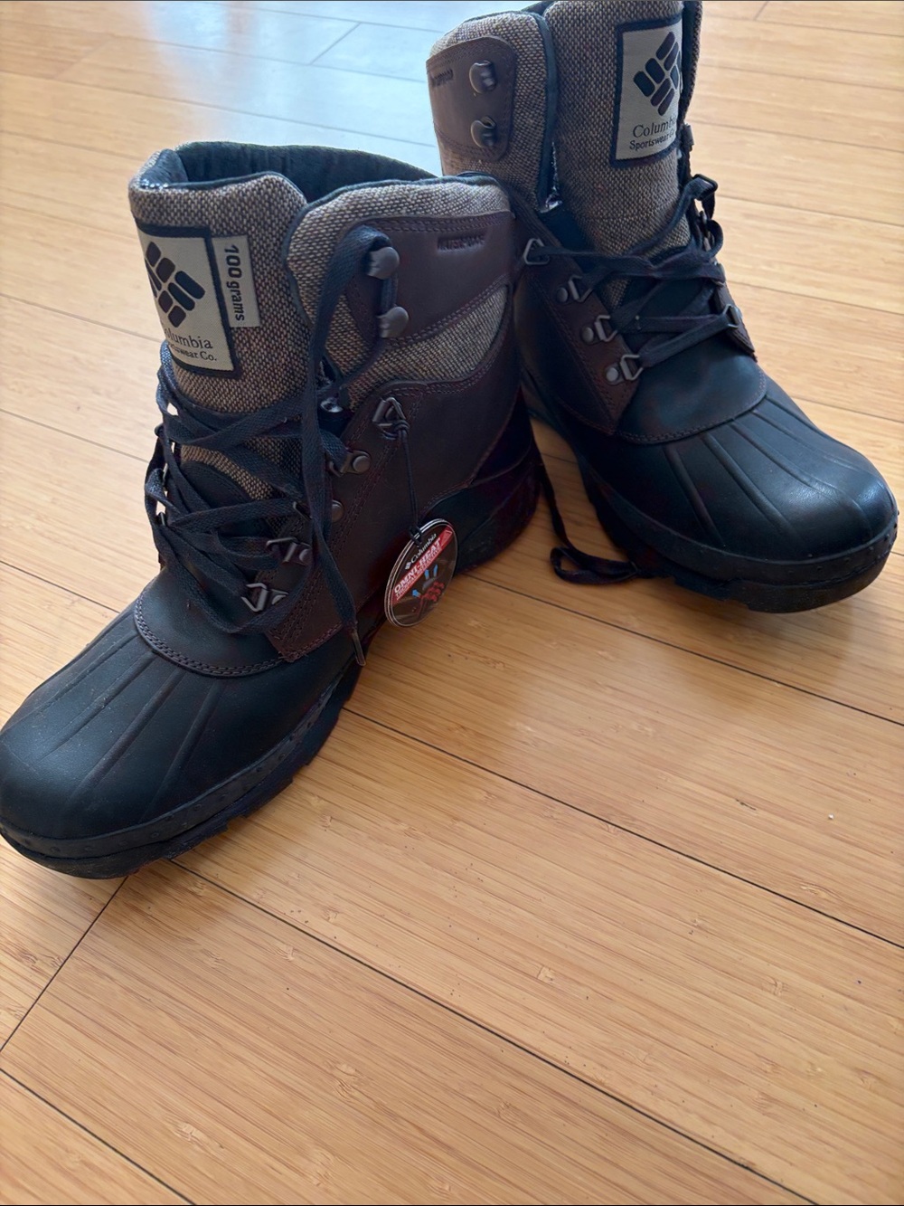Columbia Men winter Omni heat Bugaboot in Brown and Black Lace-Up Boots